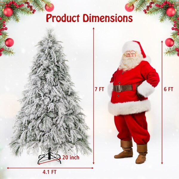 PreLit Snow Flocked Christmas Tree with Warm White LED Lights