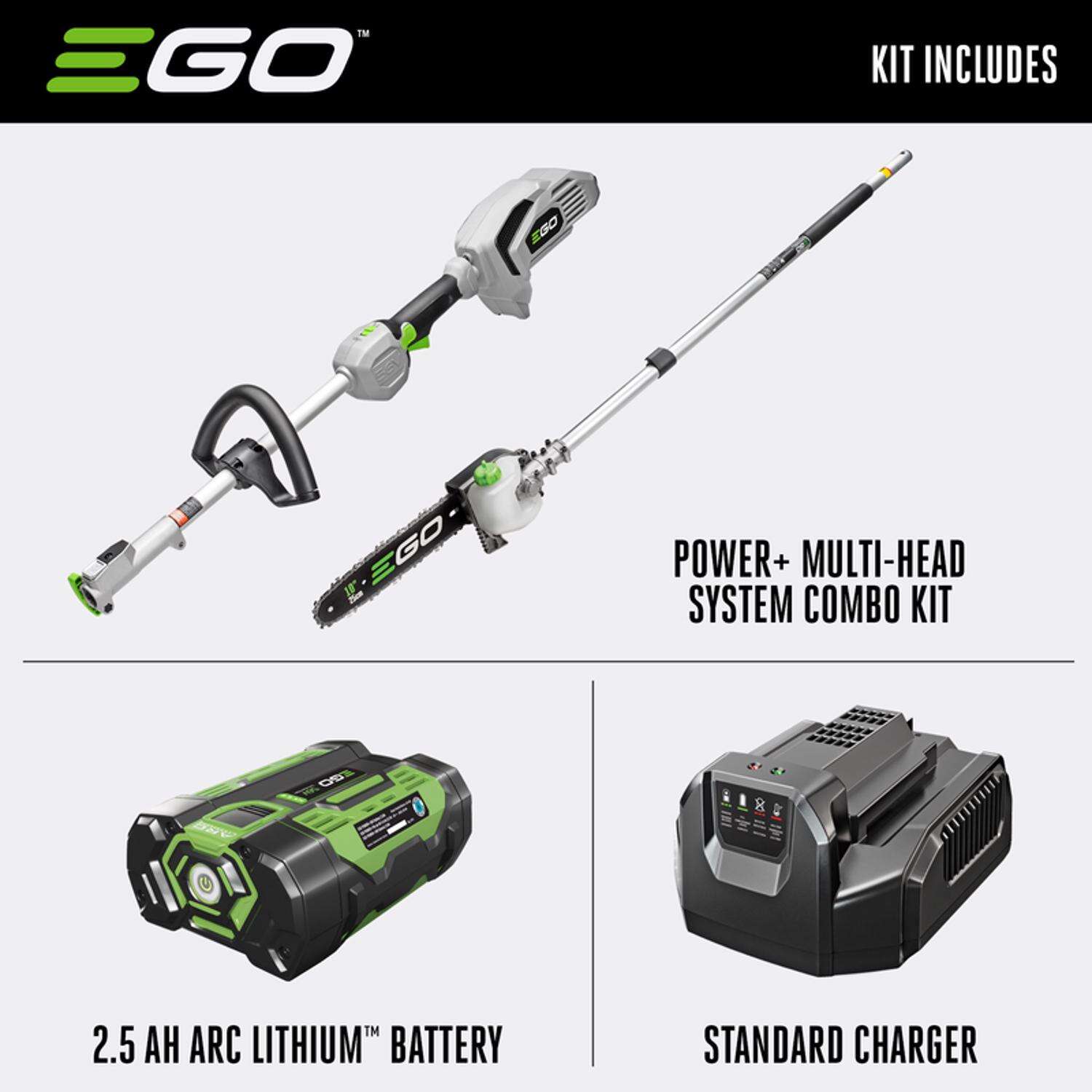 EGO Power+ Multi-Head System MPS1001 10 in. 56 V Battery Pole Saw Kit (Battery and Charger)