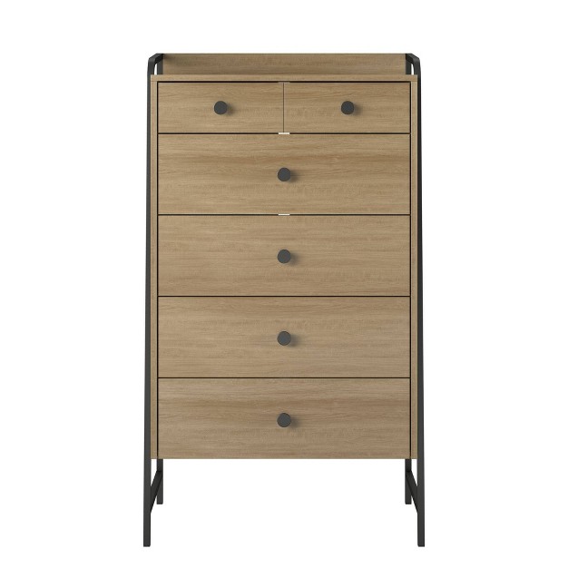 Bushwick Tall 5 Drawer Dresser Natural Novogratz