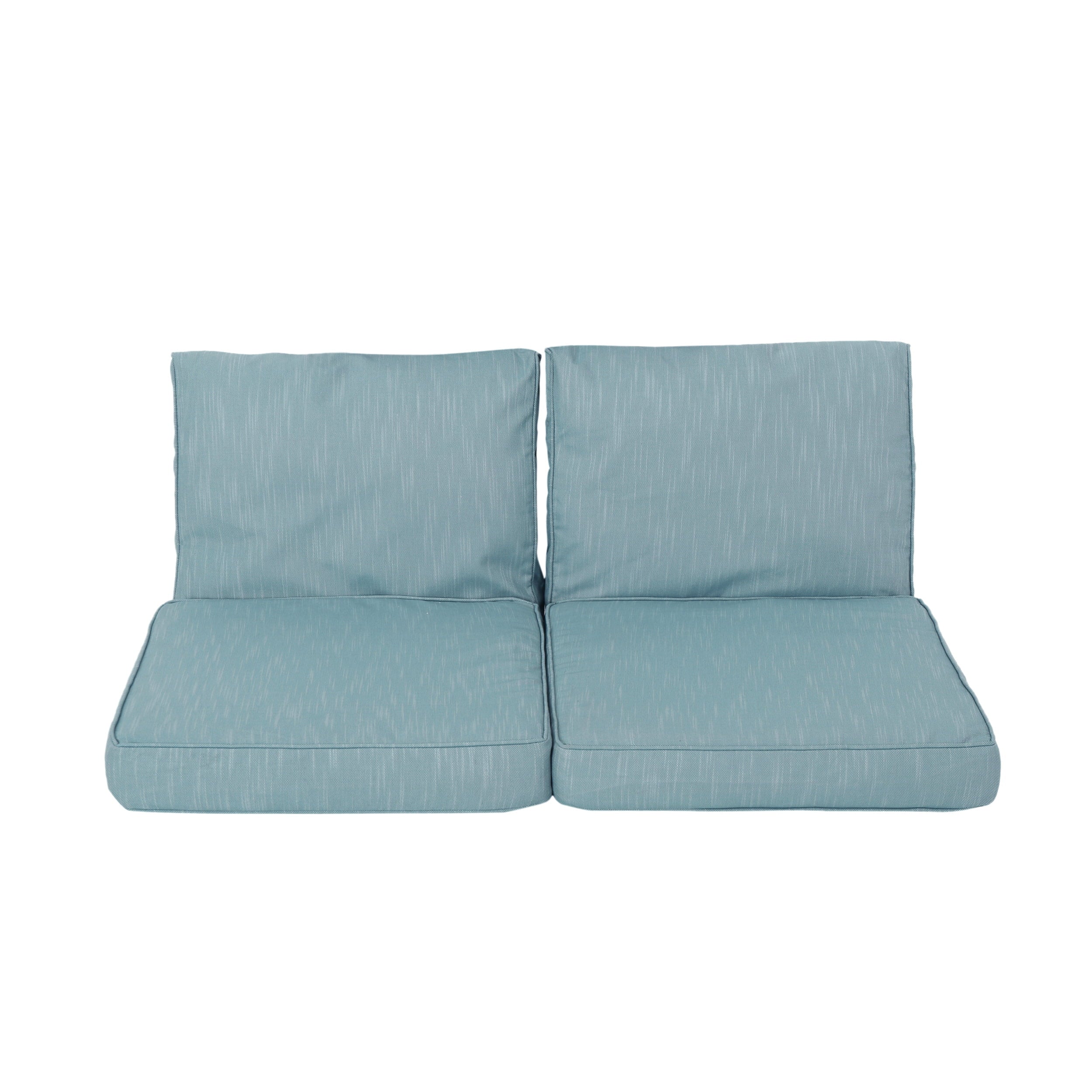 GDF Studio Massey Outdoor Water Resistant Fabric Loveseat Cushions with Piping， Teal