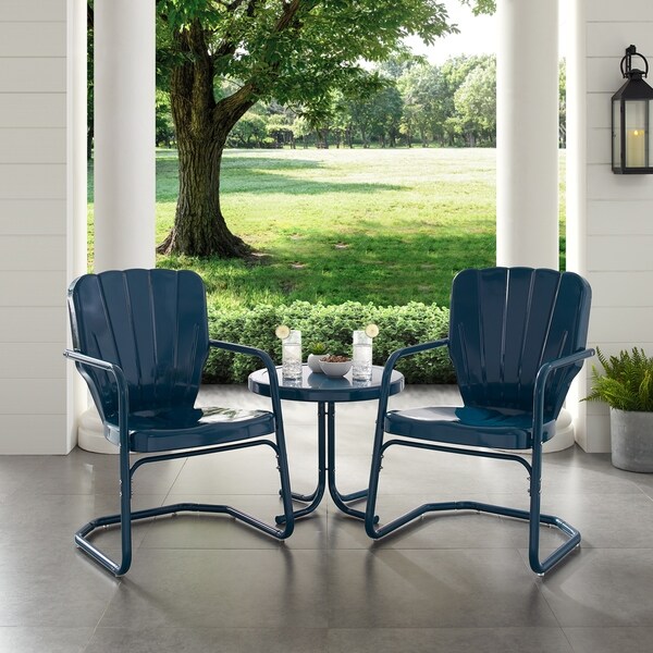 Crosley Ridgeland 3 Piece Outdoor Metal Armchair Set