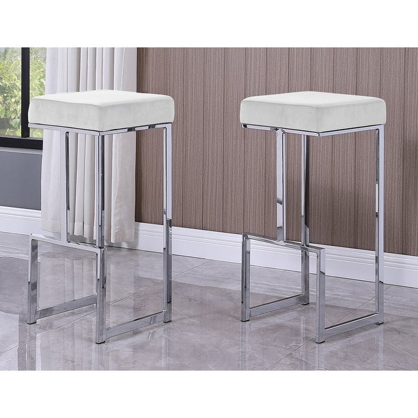 Best Master Furniture Silver Velvet Bar Stool (Set of 2)