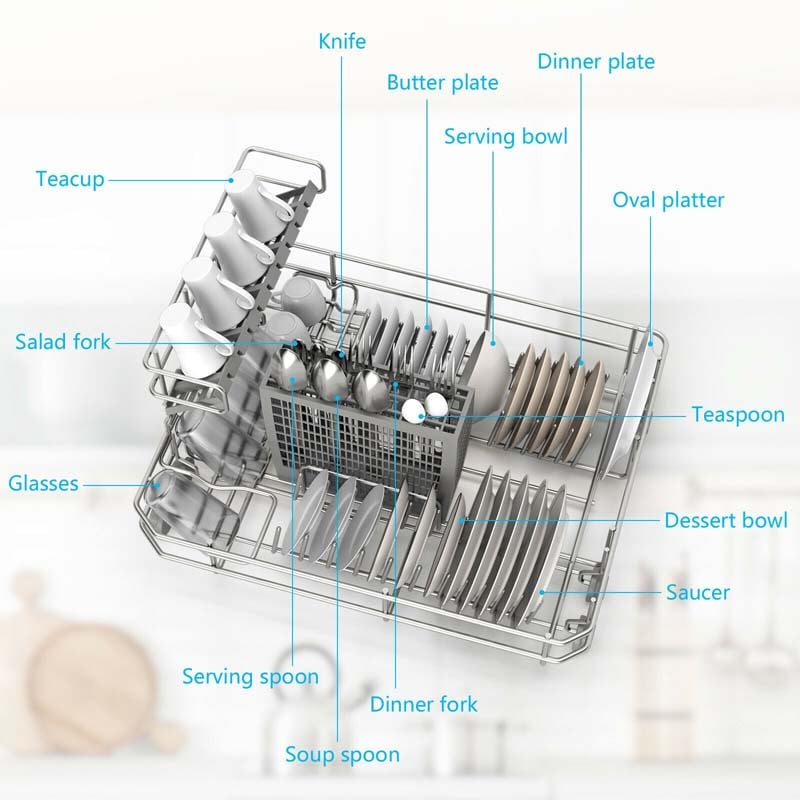 Portable Countertop Dishwasher for Dorms RVs, 6 Place Setting Built-in Dishwasher with LED Touch Screen