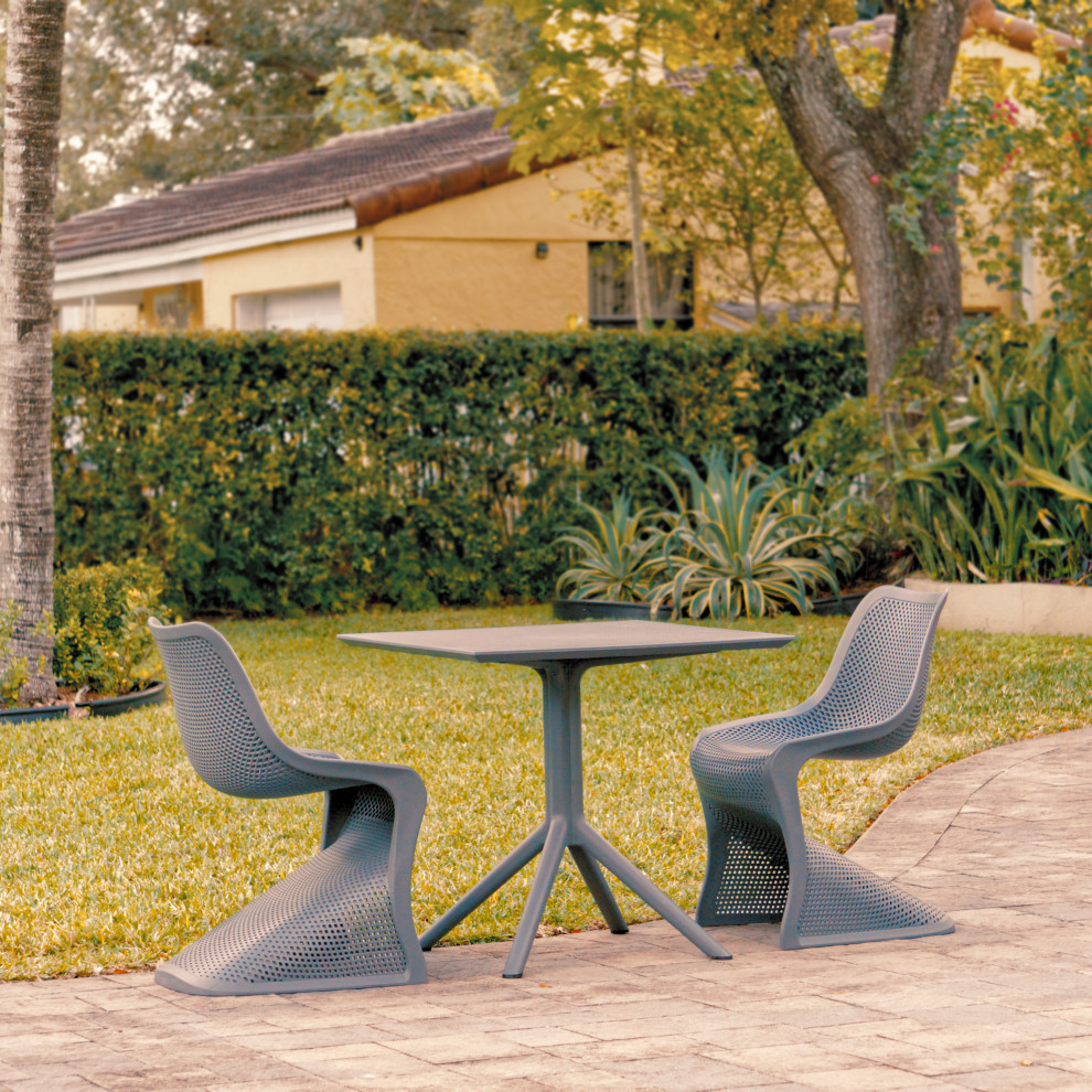 Bloom Patio Dining Set With 2 Chairs Dark Gray   Contemporary   Outdoor Dining Sets   by Compamia  Houzz