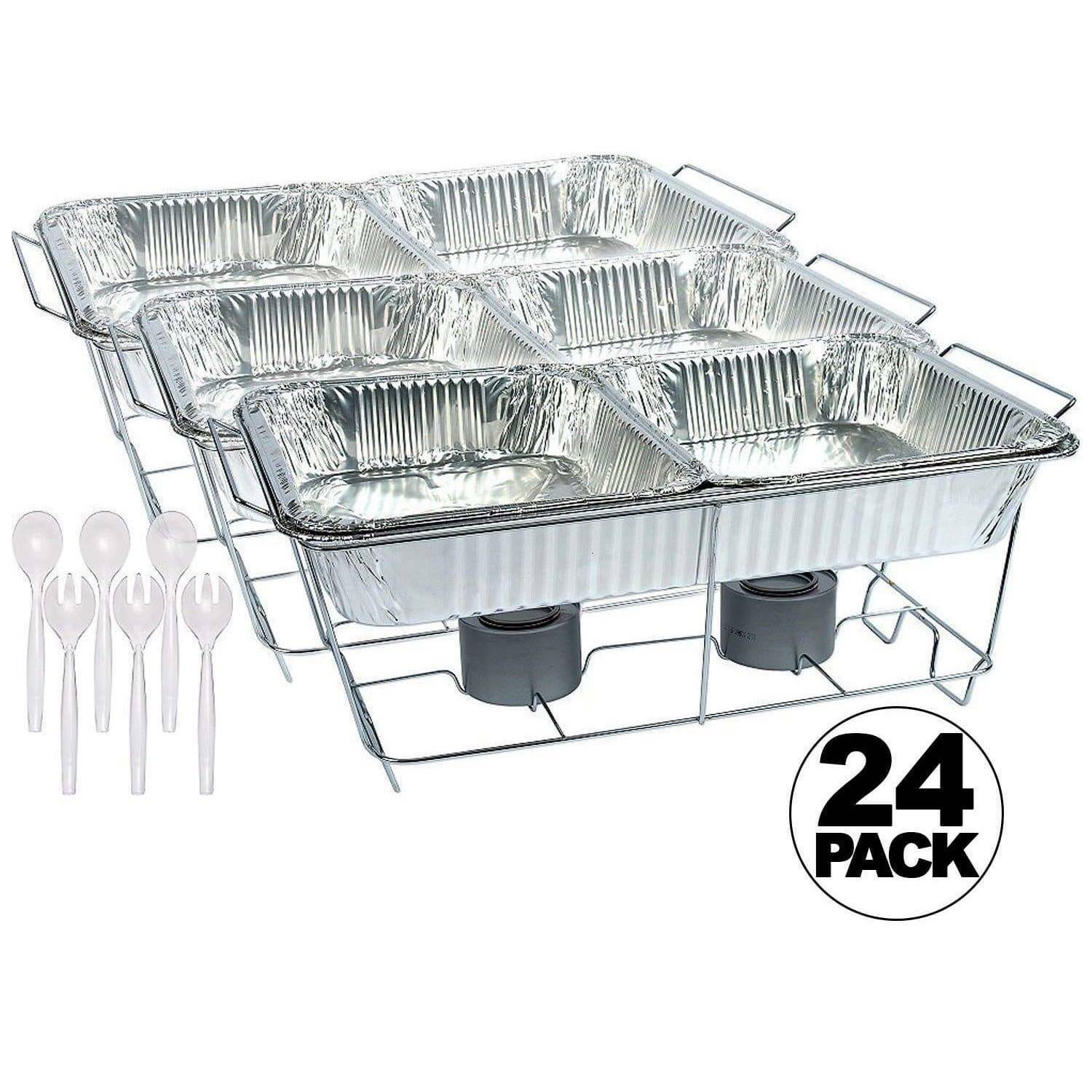 Disposable Aluminum Chafing Dish Buffet Party Set 24PC For All Events， One Size With Free Handy Lighter