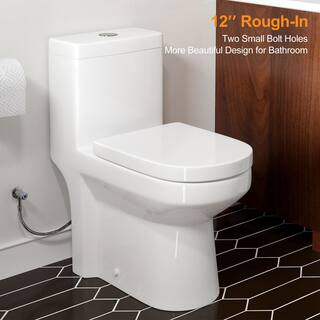 HOROW 1-piece 0.81.28 GPF Dual Flush Round Toilet in White with Seat Included HR-0033S