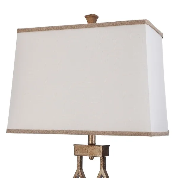 StyleCraft Vintage Gold Table Lamp - White Hardback Fabric Shade