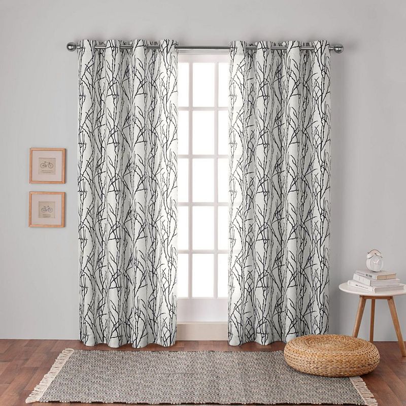 Exclusive Home 2-pack Branches Linen Blend Window Curtains