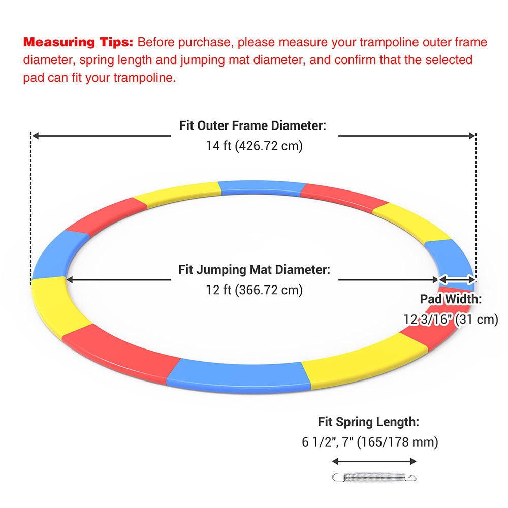 Yescom Trampoline Pad 12 13 14 15 foot Safety Pad Rainbow Padding