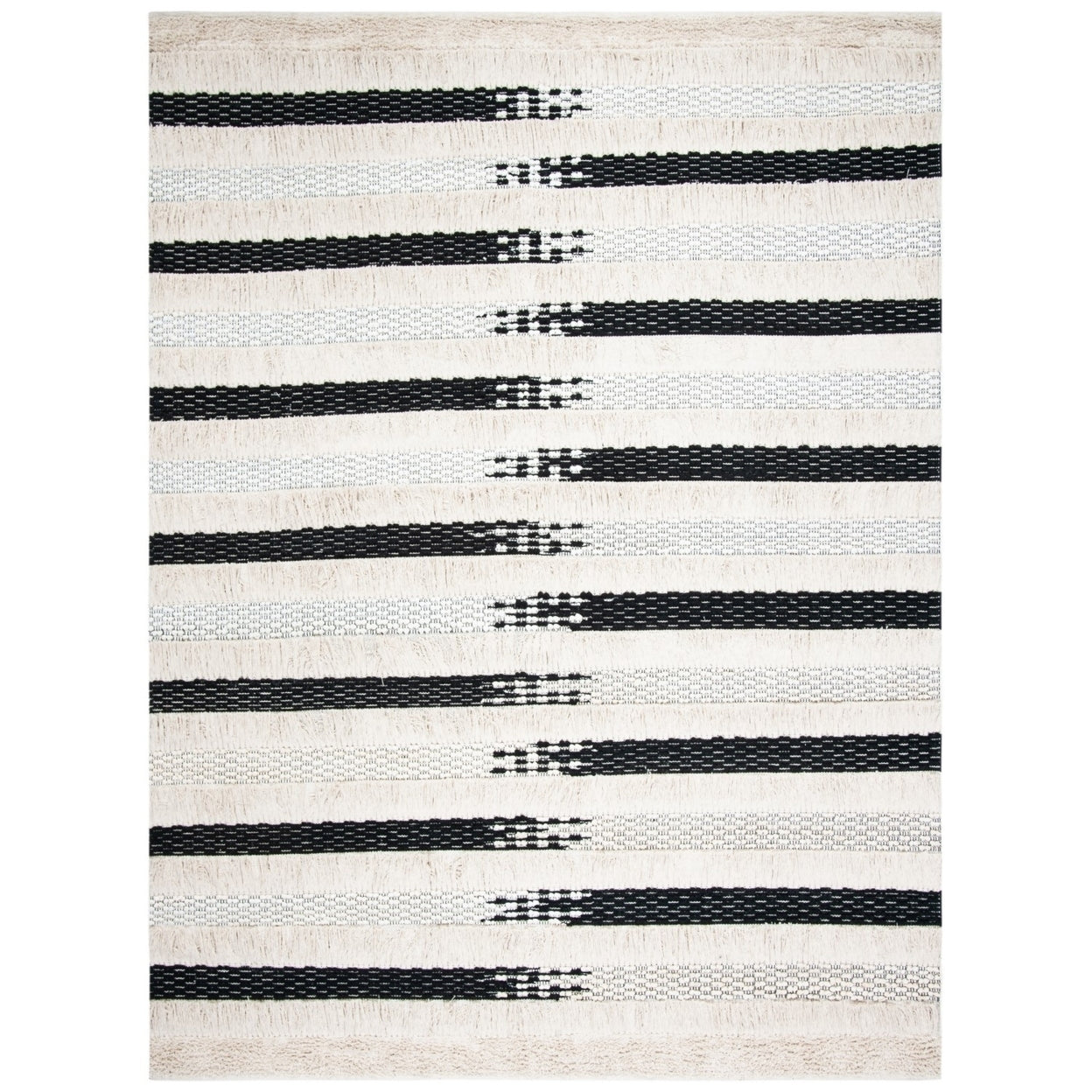 SAFAVIEH Natura Proinsias Striped Cotton Area Rug, Ivory/Black, 5 x 8