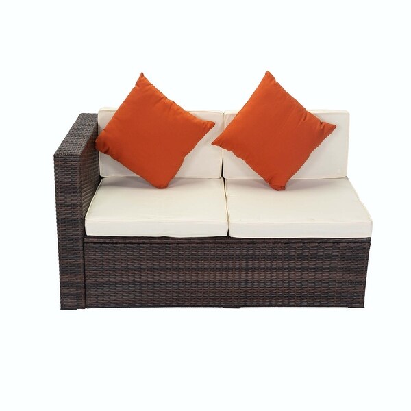 4 Piece Patio Sectional Wicker Rattan Outdoor Furniture Sofa Set with Storage Box -  - 37355246