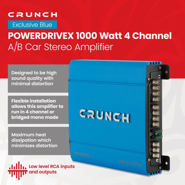 Crunch Powerdrivex 1000 Watt 4 Channel Exclusive Blue A b Car Stereo Amplifier