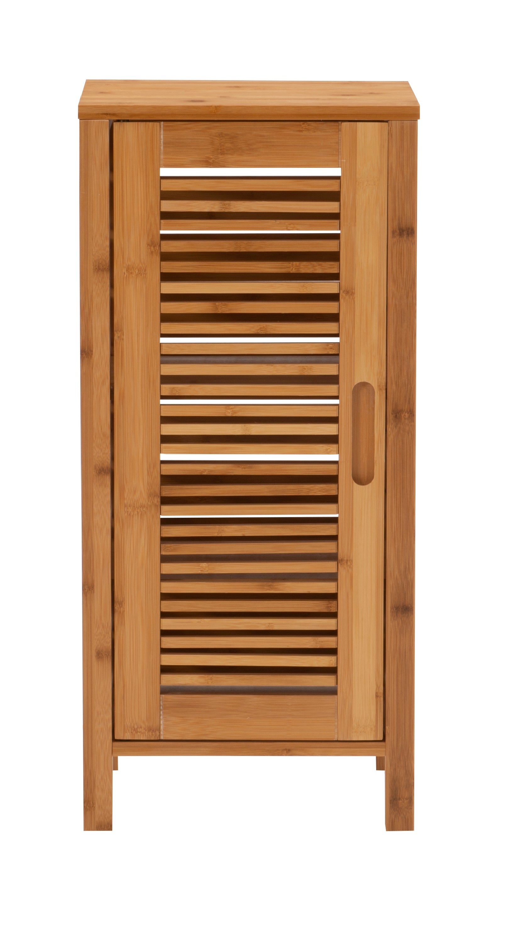 Linon Harding 3-Shelf Single Door Floor Cabinet, Natural Bamboo Finish