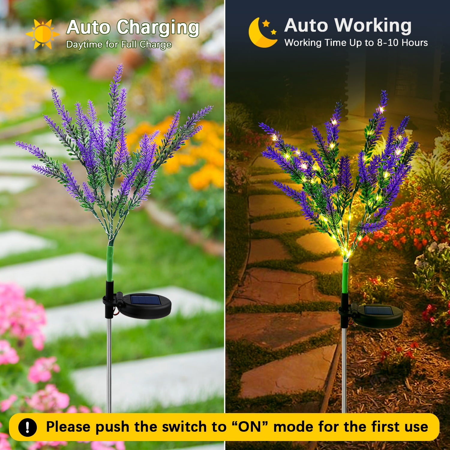 Joyoldelf Solar Outdoor Lights， Waterproof Garden Light for Outdoor Decor， Solar Powered Landscape Lights for Patio Yard Backyard Walkway lawn Decoration， Pathway Flower Stake Lights， 2 Pack Lavender