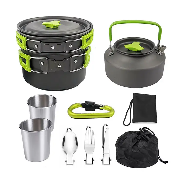 High Quality Aluminium Camping Pot Set Hiking Backpacking Cookware Outdoor Camping Cooking Cookware Set