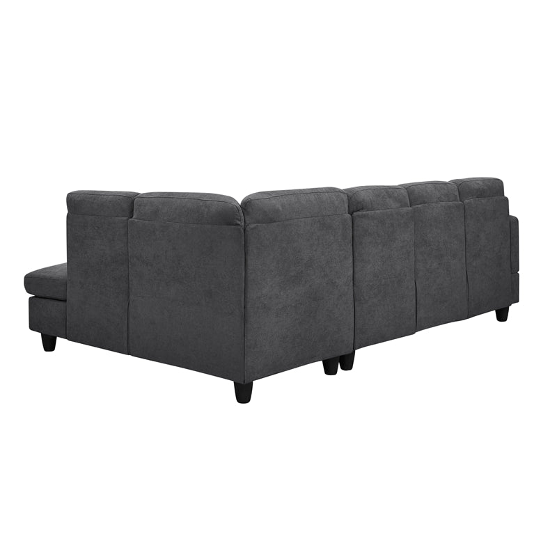 Partner Furniture Polyester Fabric 95.25 Wide Sofa & Chaise in Dark Gray