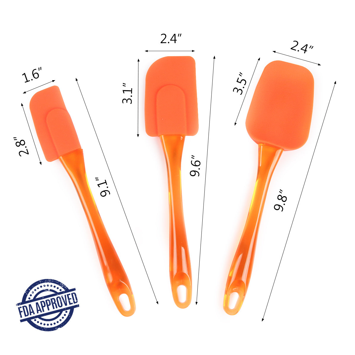 Silicone Spatula Set Flexible Heat Resistant Rubber Spatula Turner Kitchen Cooking Utensils Spoonula Cake Tools Orange