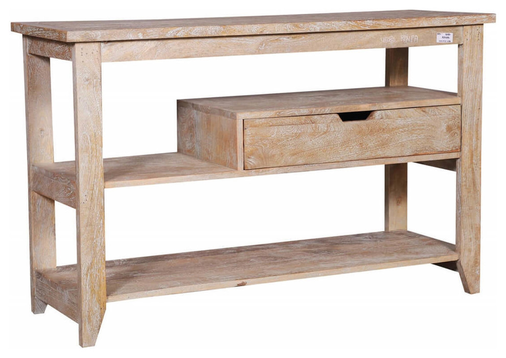 Pelion Shabby Chic Reclaimed Wood Console Hall Table With Drawer   Farmhouse   Console Tables   by Sierra Living Concepts Inc  Houzz