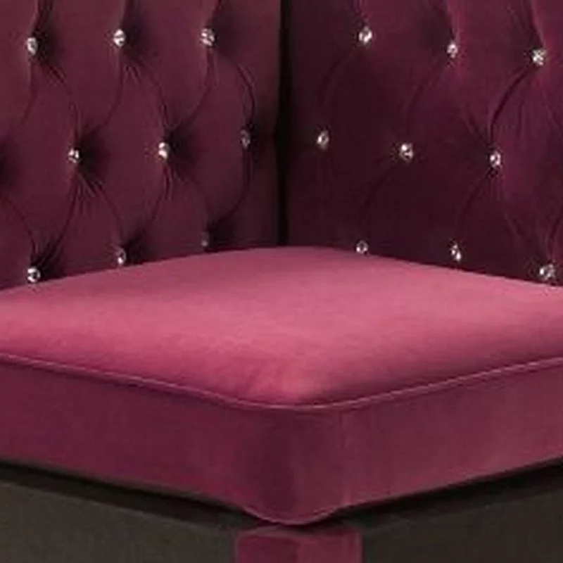 Corner Wedge with Velvet Upholstery and Metal Legs， Red