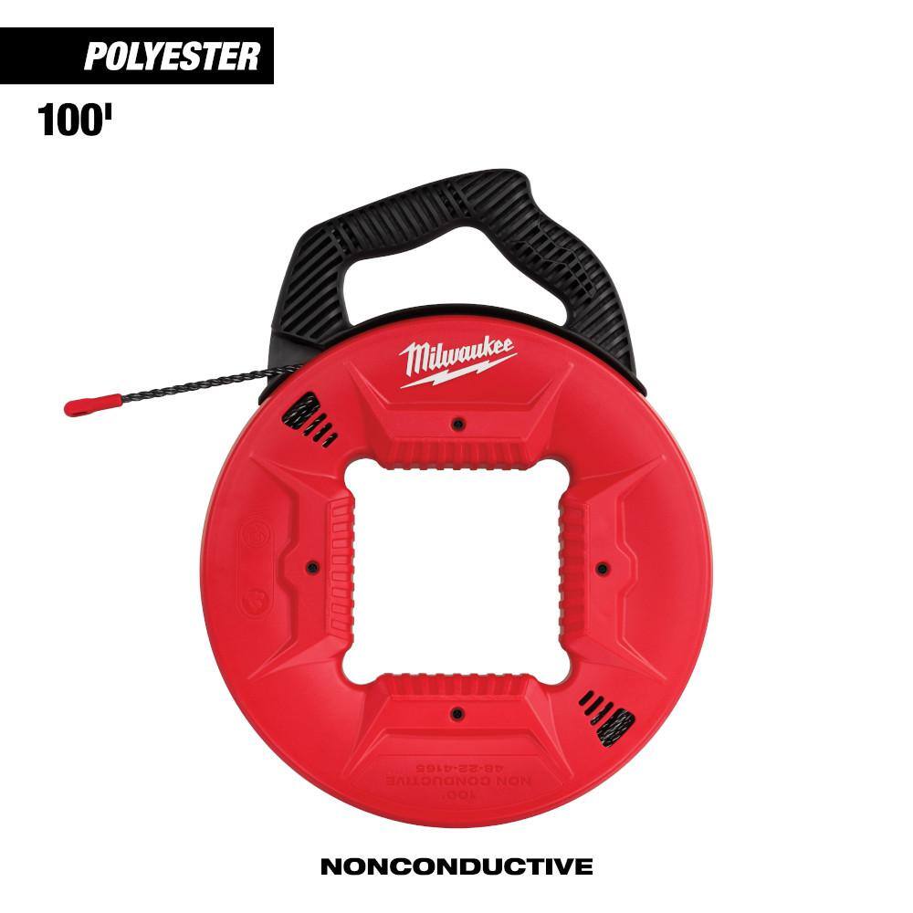 MW 100 ft. Polyester Fish Tape with Non-Conductive Tip 48-22-4165