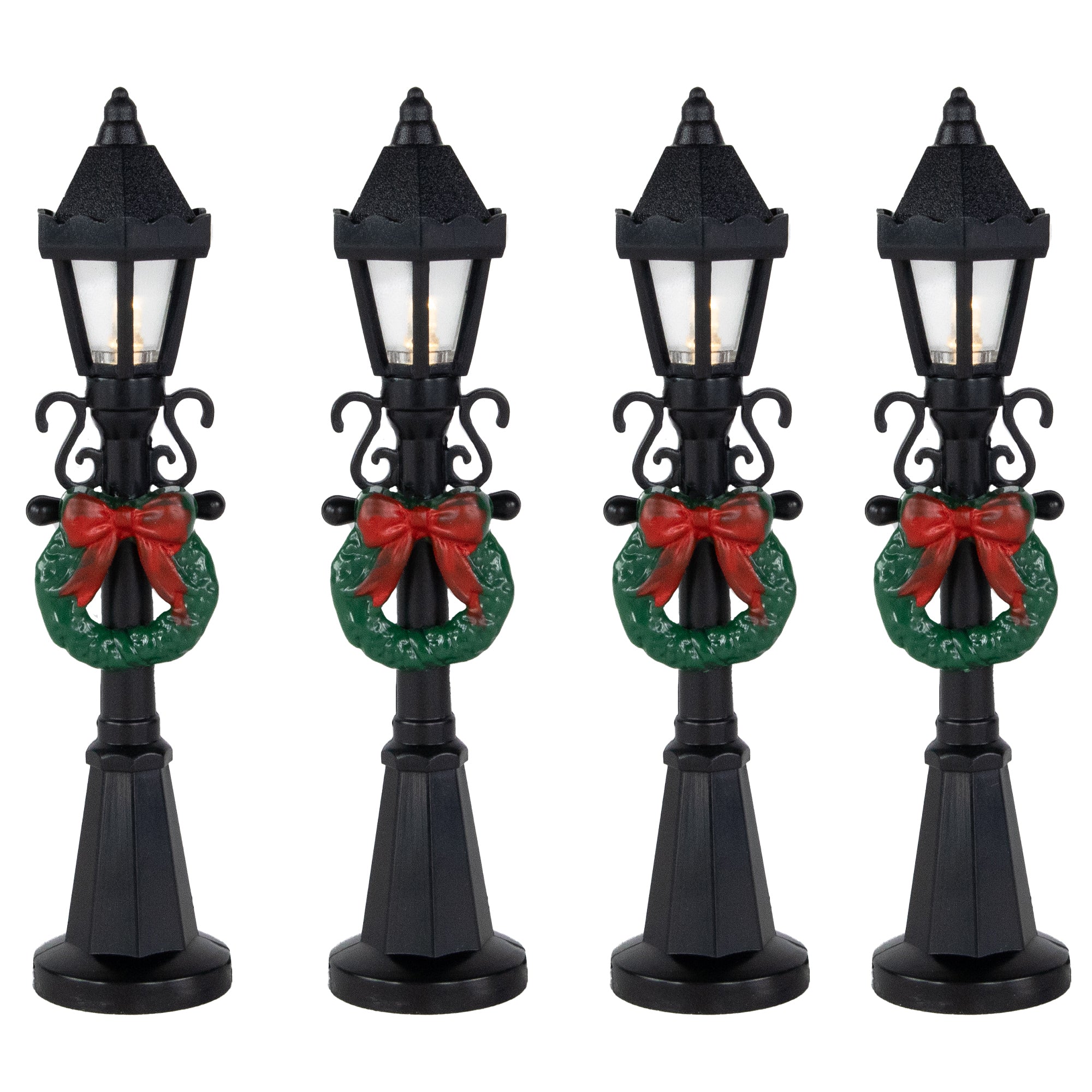 Set of 4 Lighted Street Lamps Christmas Village Display Pieces - 4.75