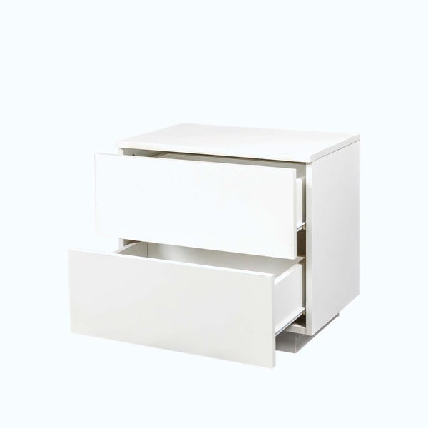 Modern High gloss UV Night Stand with 2 drawers and LED lights