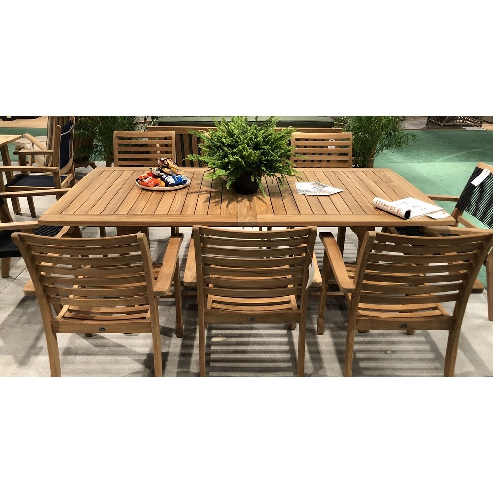 Olivier Rectangular Teak Outdoor Dining Table with Double Extensions   39.5 x 29.5 x 118