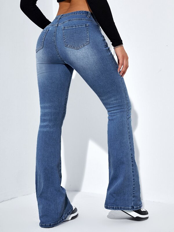 Frenchy Moustache Effect Flare Leg Jeans