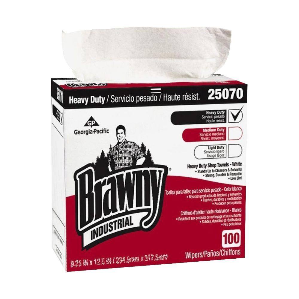 Brawny Industrial White Medium Weight Shop Towels (100-Box) GEP25070