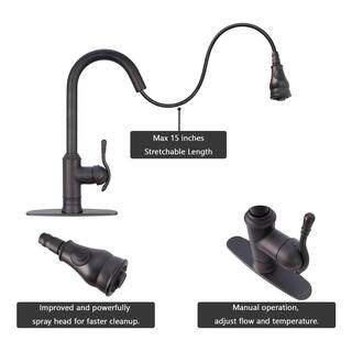 Akicon Single Handle Pull-Down Sprayer Kitchen Faucet in Oil Rubbed Bronze AK415-ORB