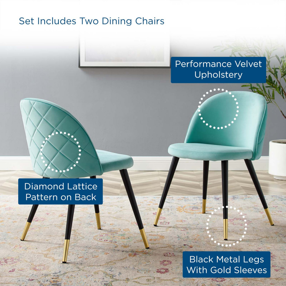 Modway Cordial Performance Velvet dining chairs Set of 2   Midcentury   Dining Chairs   by Beyond Design  ampMore  Houzz