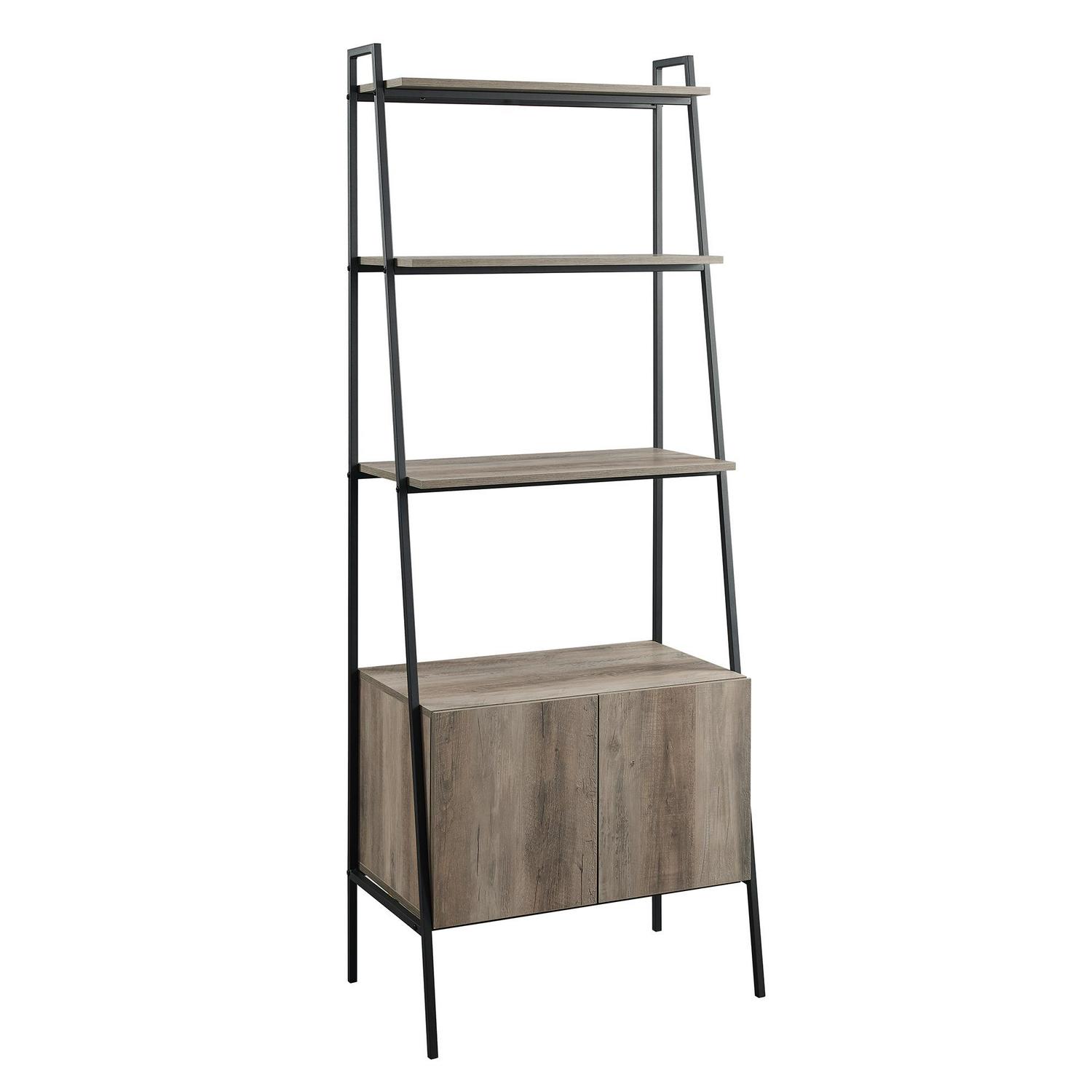 Woven Paths Urban Industrial 4-Shelf Ladder Bookcase， Grey Wash