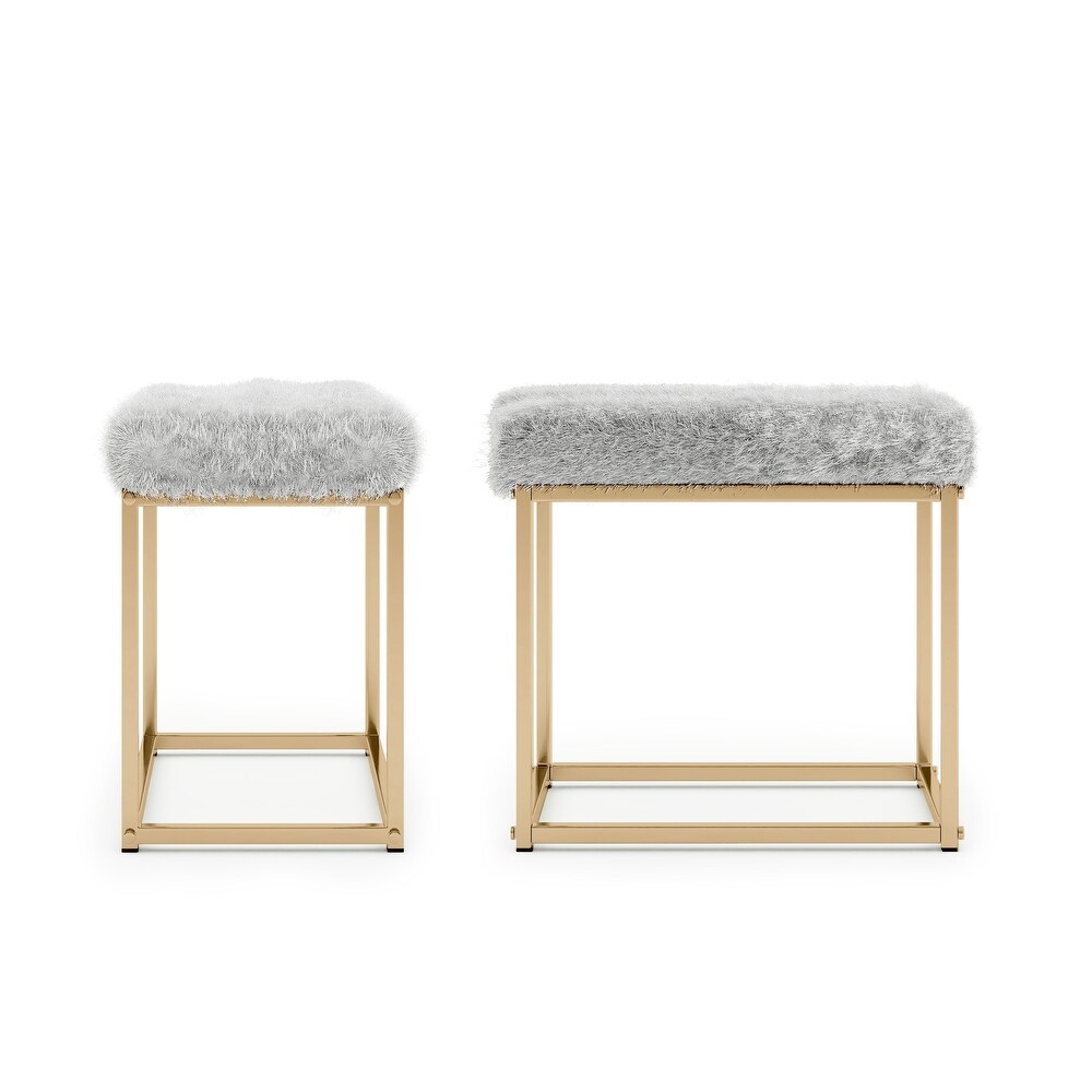 DH LUX Glam Glass Vanity Table and Stool Set by Denhour