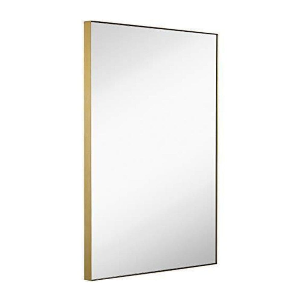 Squared Corner Deep Frame Brushed Metal Gold Framed Wall Mirror (22