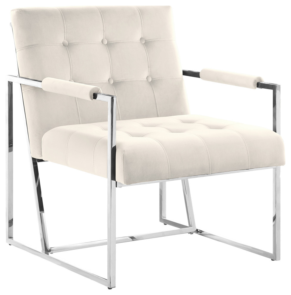 Louie Modern Arm Chair with Silver Frame   Contemporary   Armchairs And Accent Chairs   by Best Master Furniture  Houzz