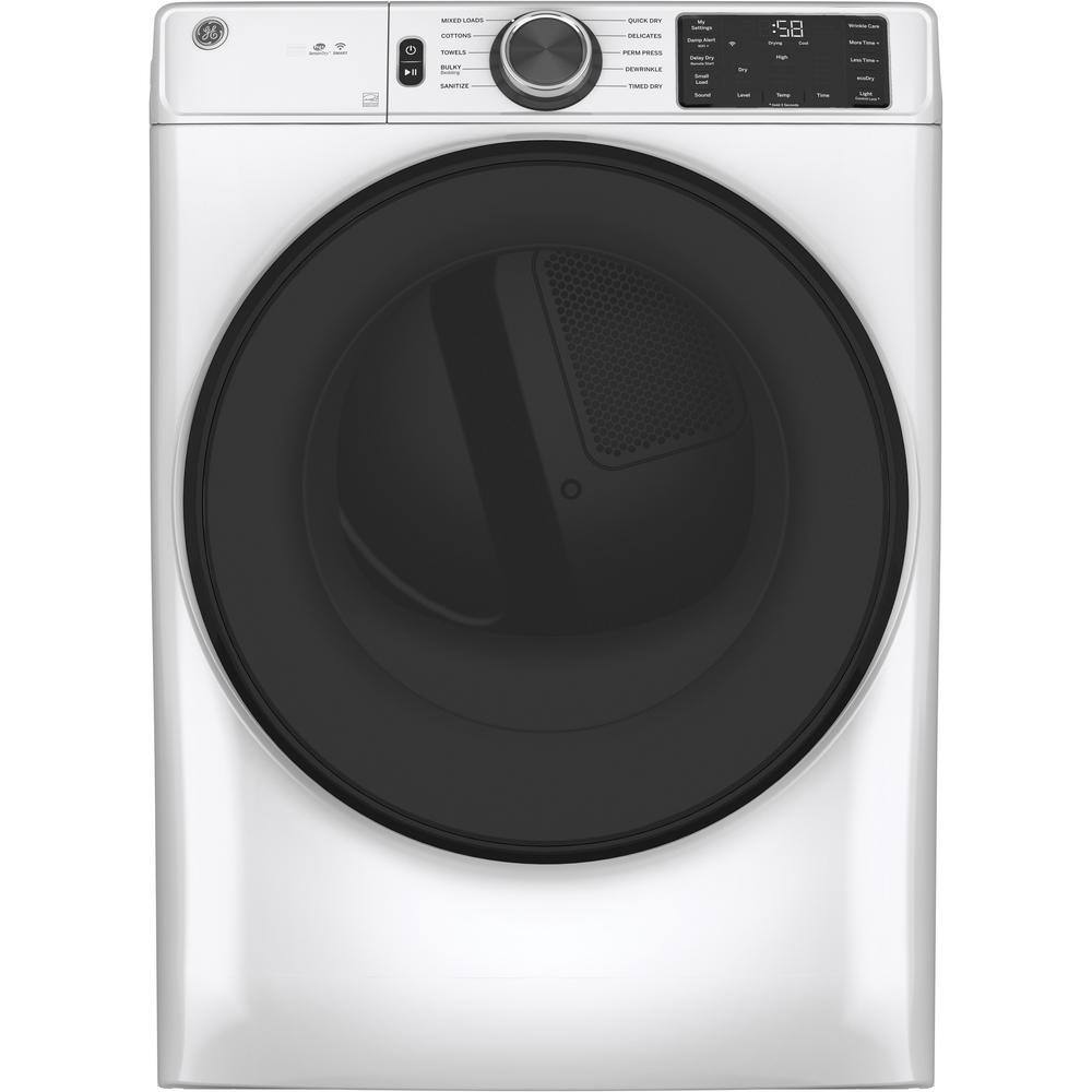 GE 7.8 cu. ft. Smart Front Load Gas Dryer in White with Sanitize Cycle ENERGY STAR GFD55GSSNWW