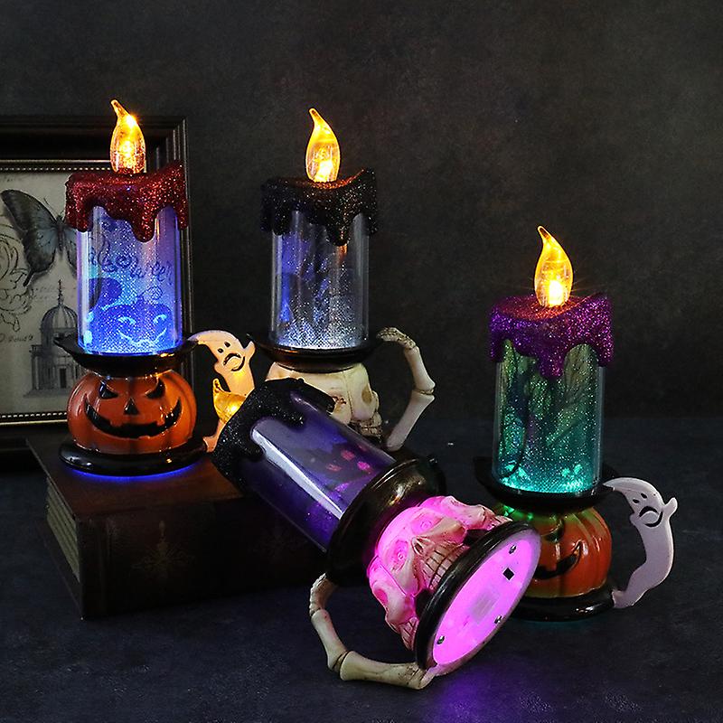 Halloween Costume Props Led Candle Lamp Pumpkin Lantern Horror Decoration Skull Wind Lights，decorative Gifts For Boys And Girls