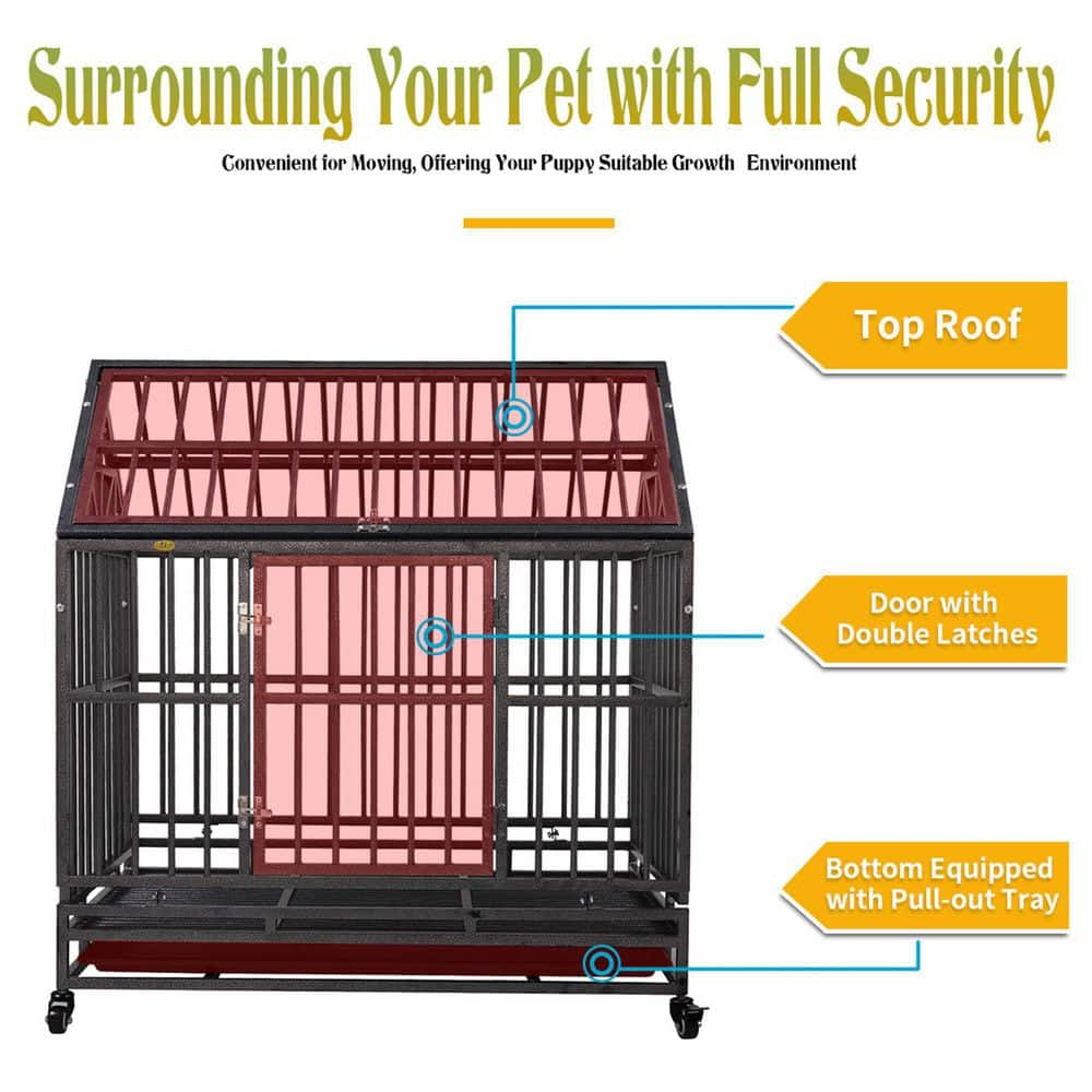 COZIWOW 36 in. x 23 in. x 40 in. Heavy-Duty Metal Dog Kennel Crate CW12H0311