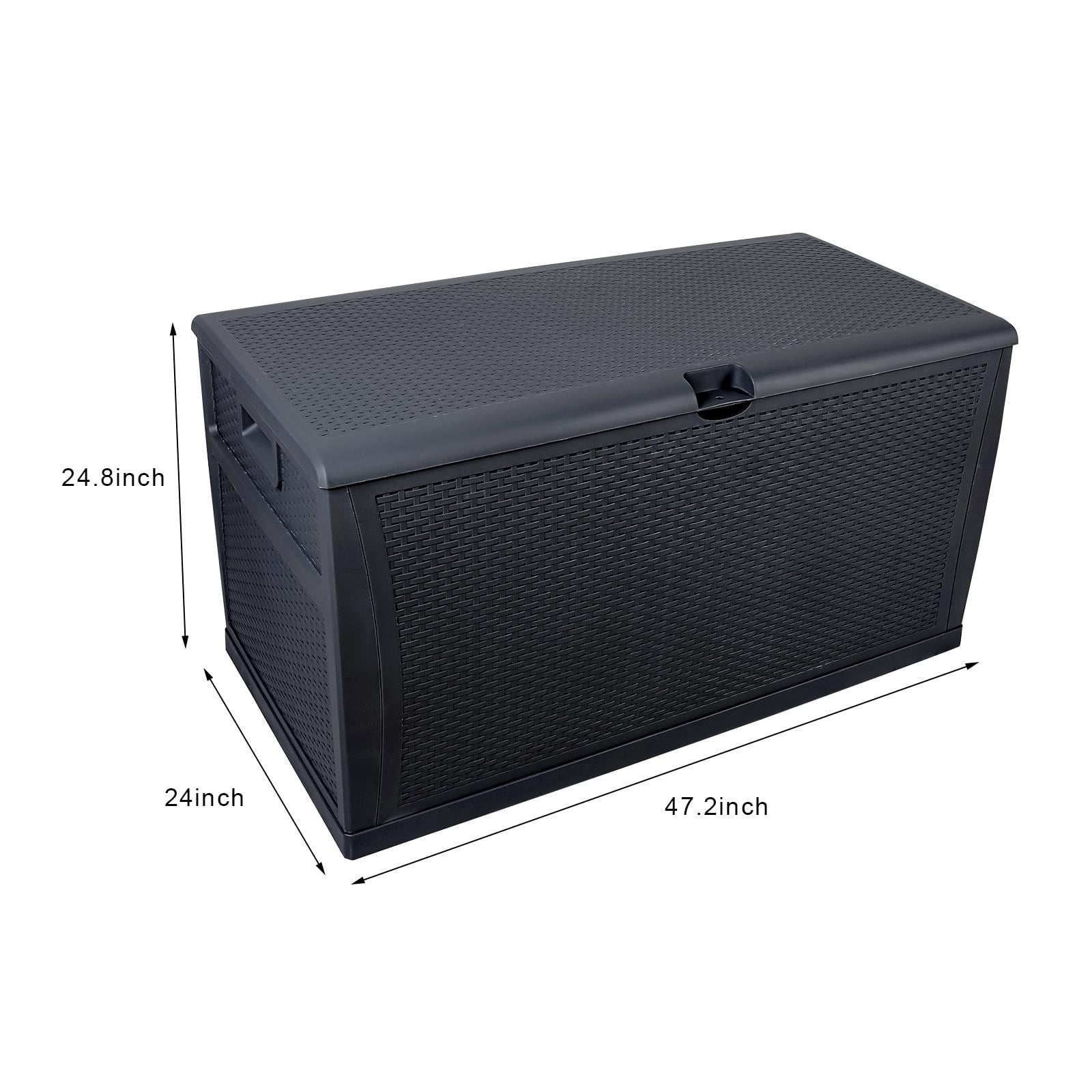 Ktaxon 120gal Outdoor Garden Plastic Storage Deck Box Waterproof Black