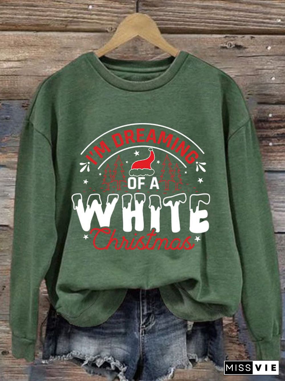 Women's I'm Dreaming Of A White Christmas Print Casual Sweatshirt