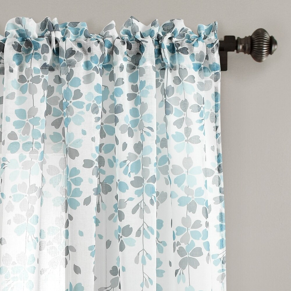 Lush Decor Weeping Flower Sheer Window Curtain Panel Pair   84\