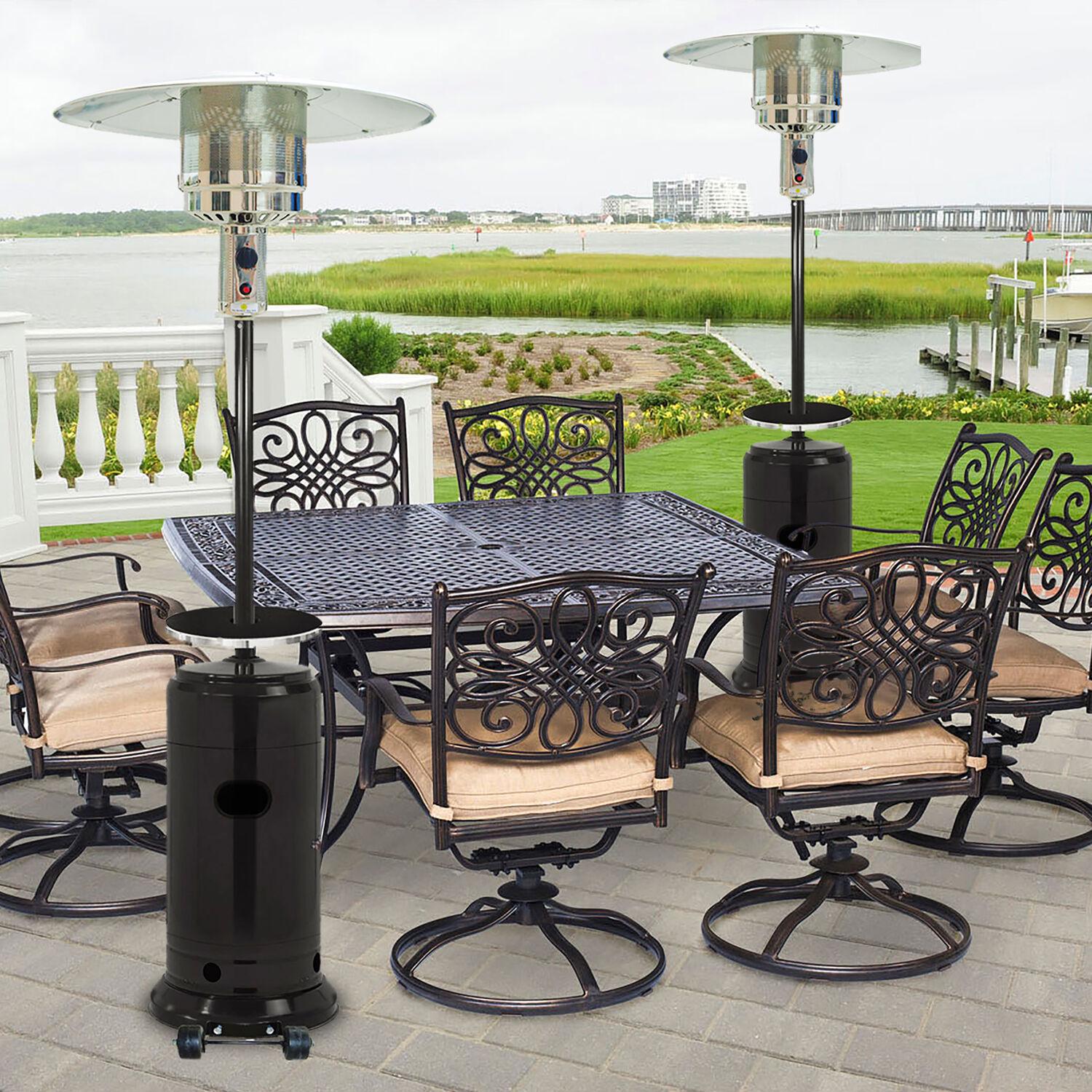 7-Ft. 48，000 BTU Steel Umbrella Propane Patio Heater in Black