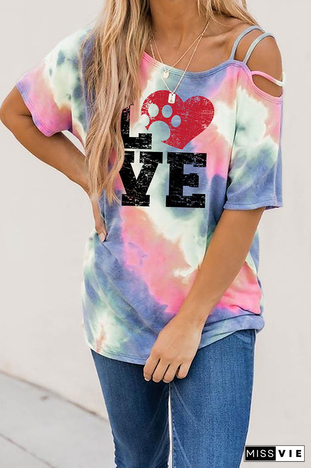 LOVE Printed Tie Dyed Tee