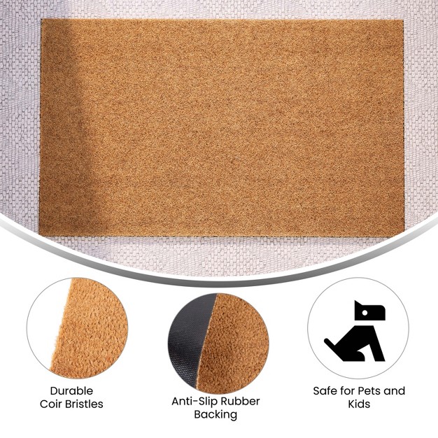 Emma And Oliver Weather Resistant Coir Doormat With Anti slip Rubber Backing For Indoor outdoor Use