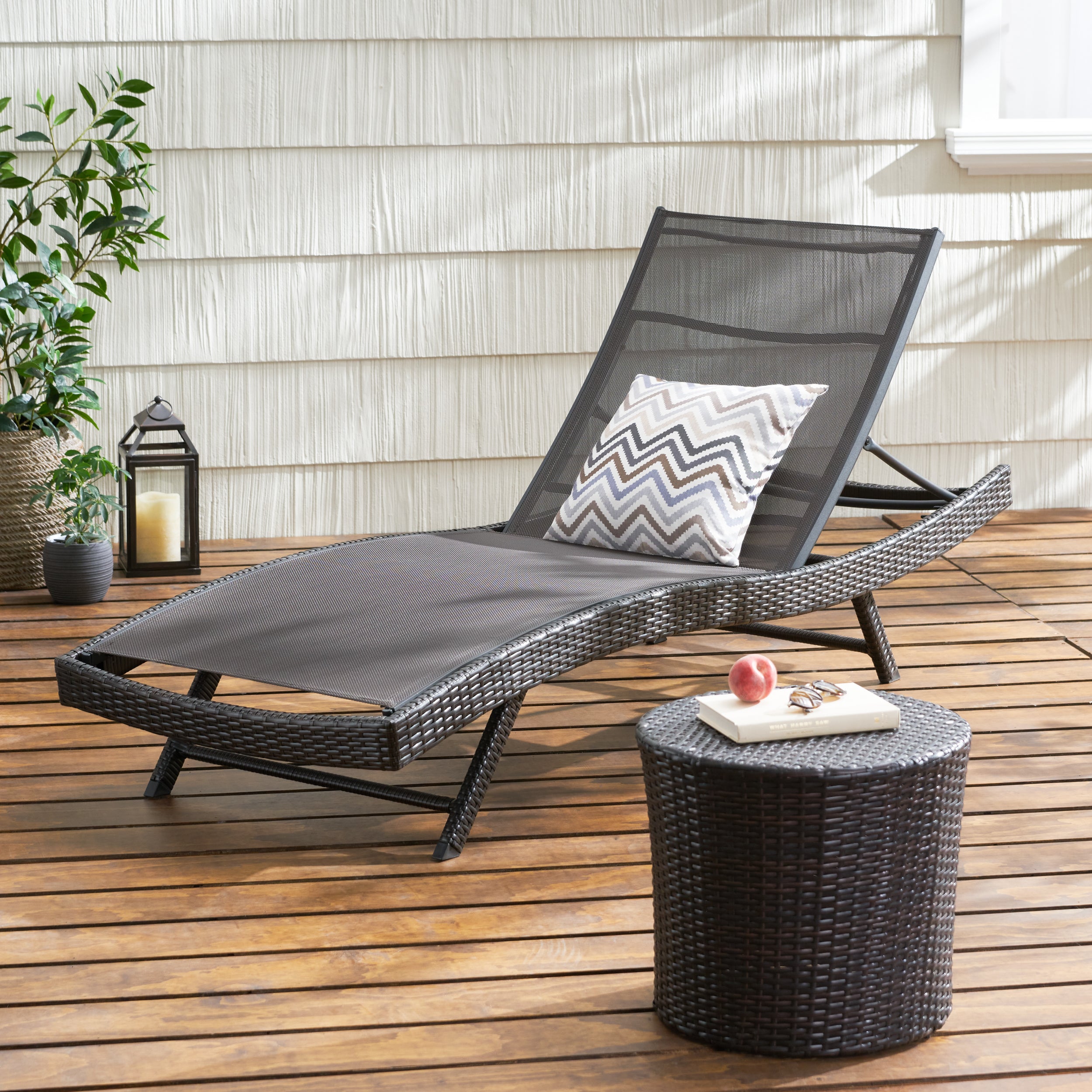 Burnham Outdoor Brown Mesh Chaise Lounge Chair