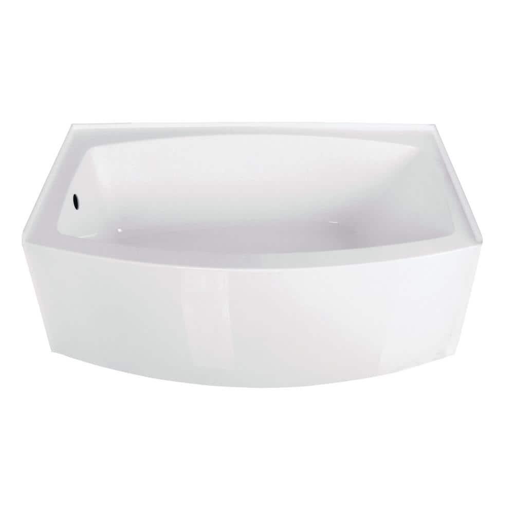 Aqua Eden 60 in Acrylic Left Drain Rectangular Alcove Soaking Bathtub in White