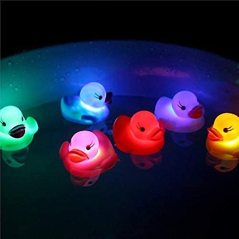 Sunrain Classic Rubber Duck Bath Toy Led Water Sensor Luminous Duck Floating In Water Flashing