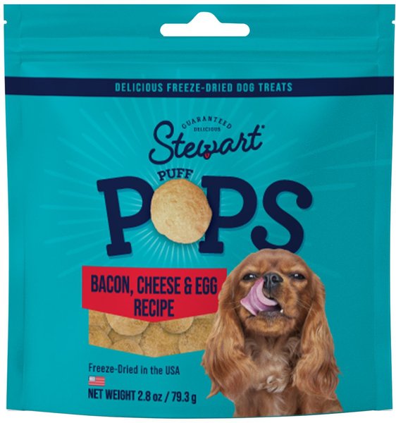 Stewart PuffPops Bacon， Egg and Cheese Recipe Freeze Dried Dog Treats