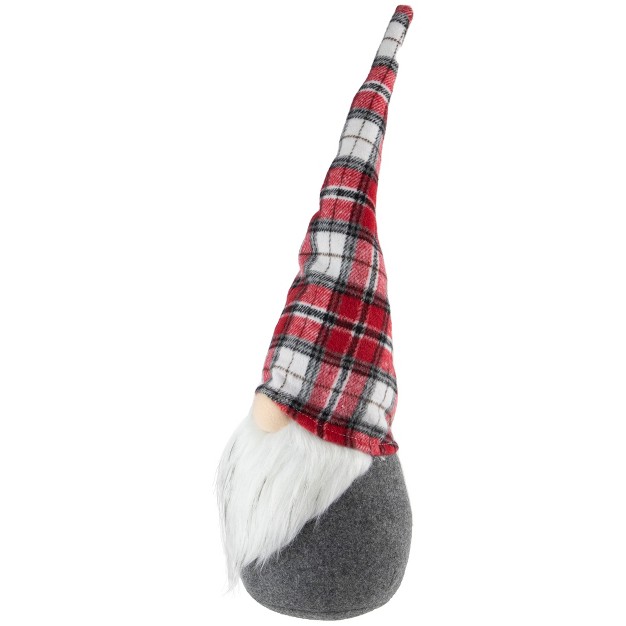 Gray Gnome With Red Plaid Hat Christmas Decoration