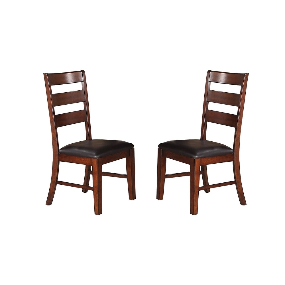 Sara Ladder Back Dining Side Chairs in Brown  Set of 2